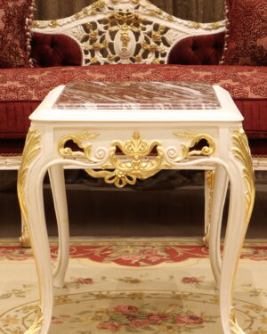 Handmade Queen Side Table With Marble Top