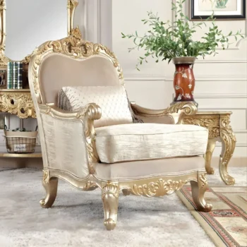 Metallic Gold & Belle Silver Victorian Accent Chair HD-8925 By Homey Design
