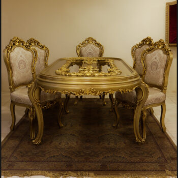 7Pcs Gold Beige Handmade Dining Set