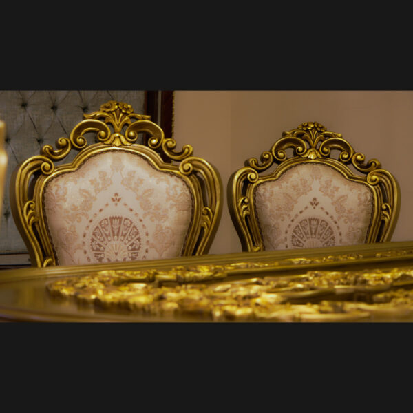 7Pcs Gold Beige Handmade Dining Set 11