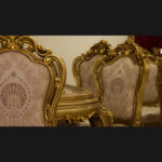 7Pcs Gold Beige Handmade Dining Set 14