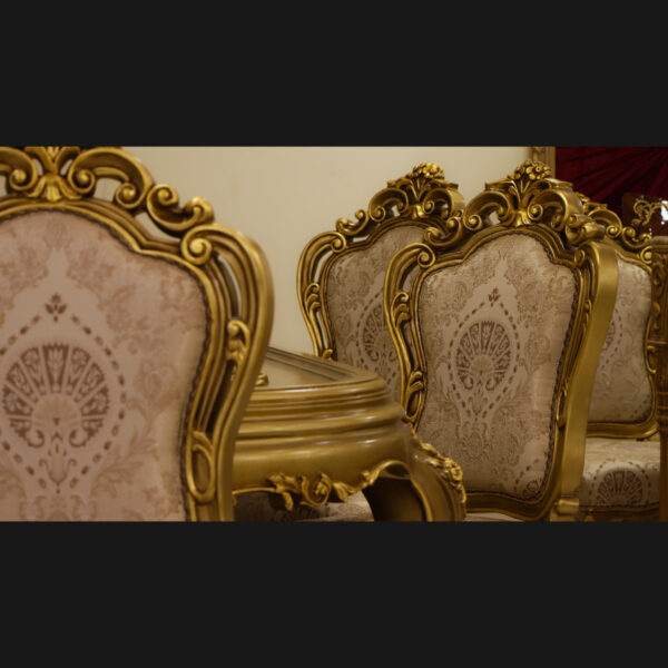 7Pcs Gold Beige Handmade Dining Set 9