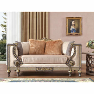 Luxury Gold Loveseat Hd-3058 By Homey Design | Mobilia Cleopatra Luxury Gold Loveseat HD-3058 By Homey Design