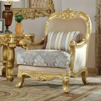 Metallic Bright Gold Victorian Chair HD-2666 By Homey Design