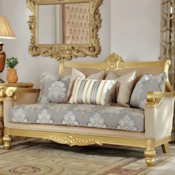 Metallic Bright Gold Loveseat HD-2666 By Homey Design