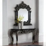 Ebony Black & Gold Victorian Console Table HD-328B By Homey Design