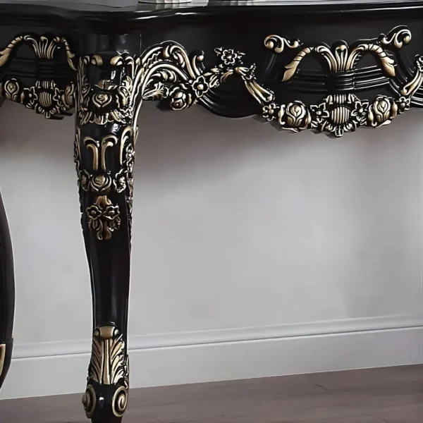 Ebony Black & Gold Victorian Console Table HD-328B By Homey Design - Image 3
