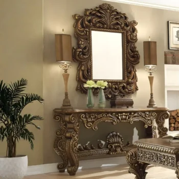 Met Ant Gold & Perfect Brown Console Table HD-8011 By Homey Design