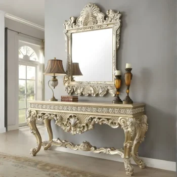 Belle Silver Victorian Console Table HD-8022 By Homey Design