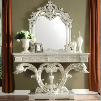 Metallic Silver Victorian Console Table HD-8088 By Homey Design