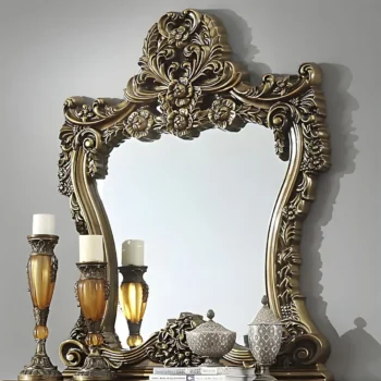 Perfect Brown with Metallic Gold Console Mirror 905 BR By Homey Design