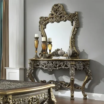 Perfect Brown & Gold Victorian Console Table HD-905 BR By Homey Design