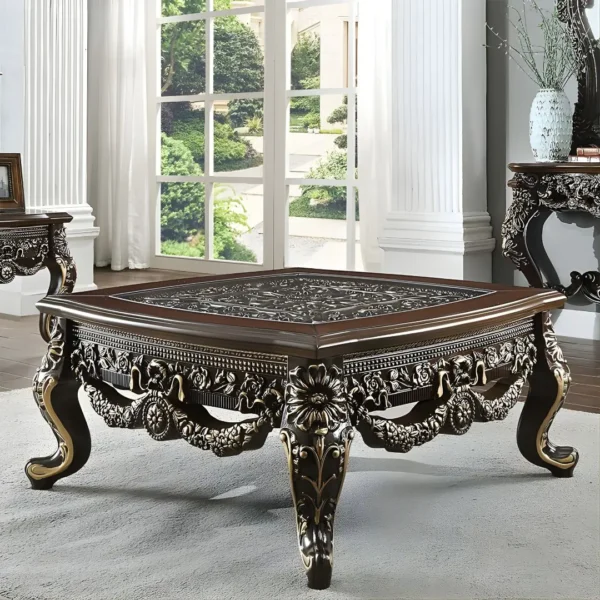 Perfect Brown with Metallic Antique Gold 3PCs Coffee Table Set HD-905 C By Homey Design - Image 3