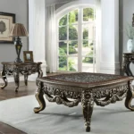 Perfect Brown with Metallic Antique Gold 3PCs Coffee Table Set HD-905 C By Homey Design