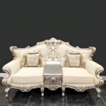Metallic Silver with Gold Victorian Trim Finish 3PCs French Salon Sofa Set HD-91633 By Homey Design - Image 4