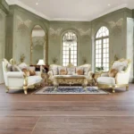 Metallic Gold Victorian 3PCs Sofa Set HD-93630 By Homey Design