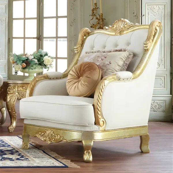 Metallic Gold Victorian 3PCs Sofa Set HD-93630 By Homey Design - Image 2