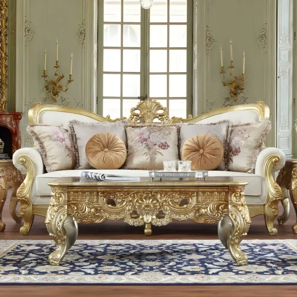 Metallic Gold Victorian 3PCs Sofa Set HD-93630 By Homey Design - Image 4