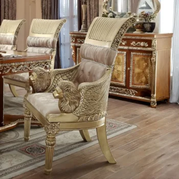 Met Bright Gold & Med Golden Tan Arm Chair Set of 2 HD-8024 By Homey Design