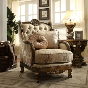 Met Ant Gold & Perfect Brown Victorian Armchair Traditional Homey Design HD-506