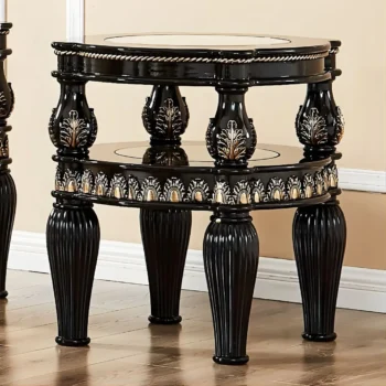 Black Enamel & Silver End Table HD-1208 By Homey Design