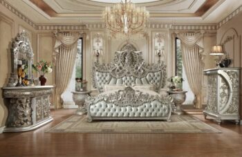 Metallic Silver 4PC Bedroom Set HD-8088 By Homey Design
