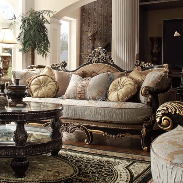 Black Enamel & Gold Finish Traditional Loveseat Homey Design HD-551 5