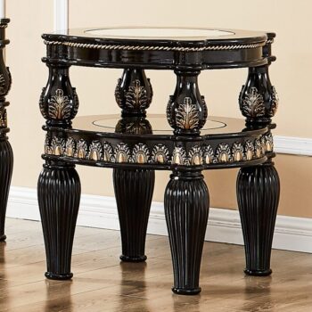 Black Enamel & Silver End Table HD-1208 By Homey Design