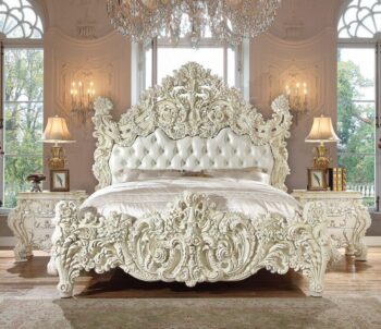 White Gloss Finish California King Bed HD-8089 By Homey Design