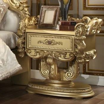 Metallic Bright Gold Nightstand HD-8086 By Homey Design