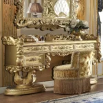 Metallic Bright Gold 4PC Bedroom Set HD-8086 By Homey Design - Image 3