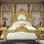 Metallic Bright Gold 4PC Bedroom Set HD-8086 By Homey Design