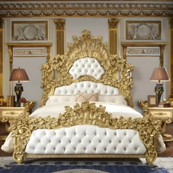 Metallic Bright Gold 4PC Bedroom Set HD-8086 By Homey Design