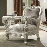 Metallic Silver Finish Victorian 3PC Sofa Set Traditional Style Homey Design HD-372 - Image 3