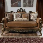 Mohawk Finish Leather Victorian 3PCs Sofa Set Carved Wood Traditional Homey Design HD-555 - Image 3