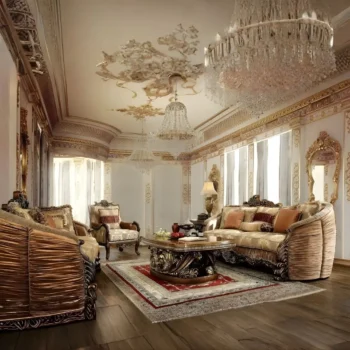 Homey Design Victorian HD-1601 3Pc Upholstery Sofa Set In Metallic Antique Gold