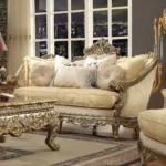 Homey Design Victorian HD-2626 Traditional Living Room 3Pc Sofa Set In Luxury Gold Finish - Image 4