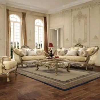 Homey Design Victorian HD-2626 Traditional Living Room 3Pc Sofa Set In Luxury Gold Finish