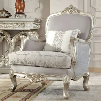 Metallic Silver Victorian  Chair HD-2662 BY Homey Design