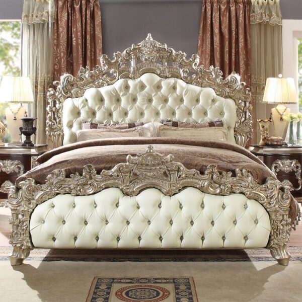 Metallic Silver Finish 5Pcs Bedroom Set HD-8017 By Homey Design 10