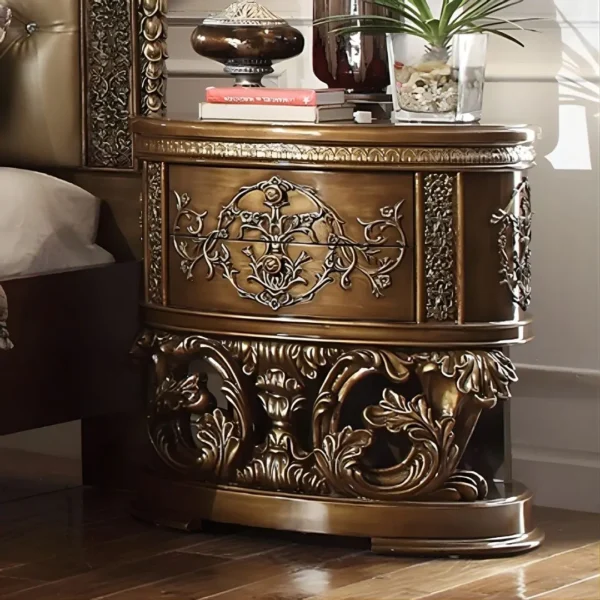 Gold & Brown 4PCs Bedroom Set Traditional Hd-8018 By Homey Design - Image 3