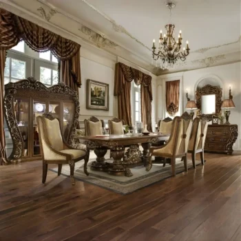 Met Ant Gold & Perfect Brown Victorian 7 PC Dining Table Set HD-8011 By Homey Design