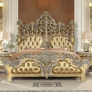 Metallic Gold Victorian Eastern King Bed HD-8016 By Homey Design