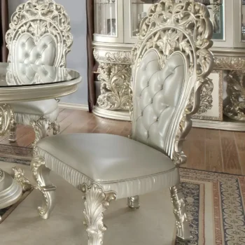 Metallic Silver Side Chair Set of 2 HD-8088 By Homey Design