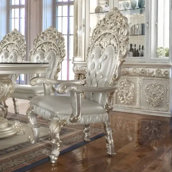 Metallic Silver Arm Chair Set of 2 HD-8088 By Homey Design