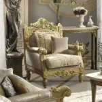 Bright Gold Victorian Sofa Set 3Pcs Carved Wood Traditional Homey Design HD-2659 - Image 4