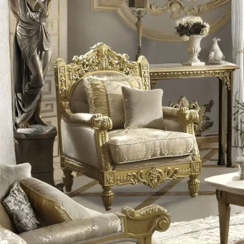 Metallic Bright Gold Victorian Chair HD-2659 By Homey Design