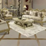 Bright Gold Victorian Sofa Set 3Pcs Carved Wood Traditional Homey Design HD-2659