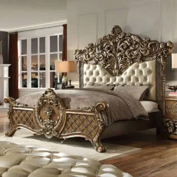 Gold & Brown Victorian Eastern King Bed HD-8018 By Homey Design