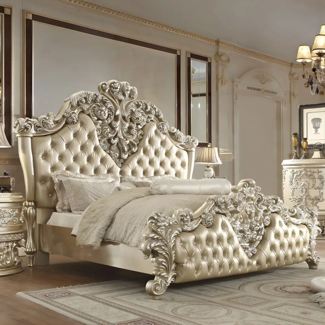 Belle Silver Bed Hd-8022 By Homey Design | Mobilia Cleopatra 3 Belle Silver Bed HD-8022 By Homey Design - Image 1